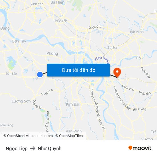 Ngọc Liệp to Như Quỳnh map