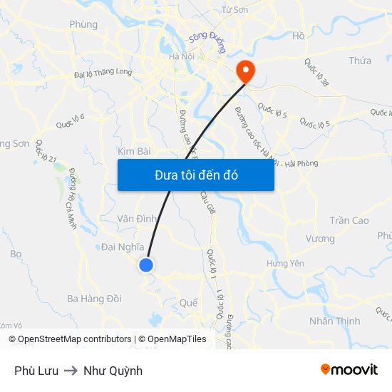 Phù Lưu to Như Quỳnh map