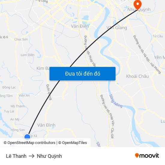 Lê Thanh to Như Quỳnh map