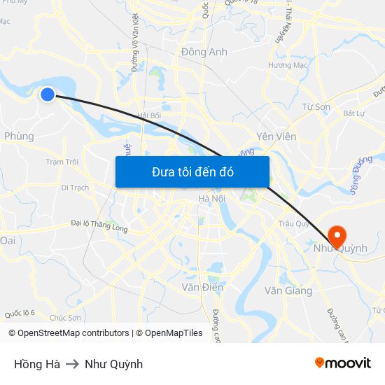 Hồng Hà to Như Quỳnh map