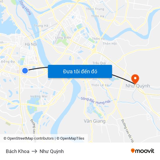 Bách Khoa to Như Quỳnh map