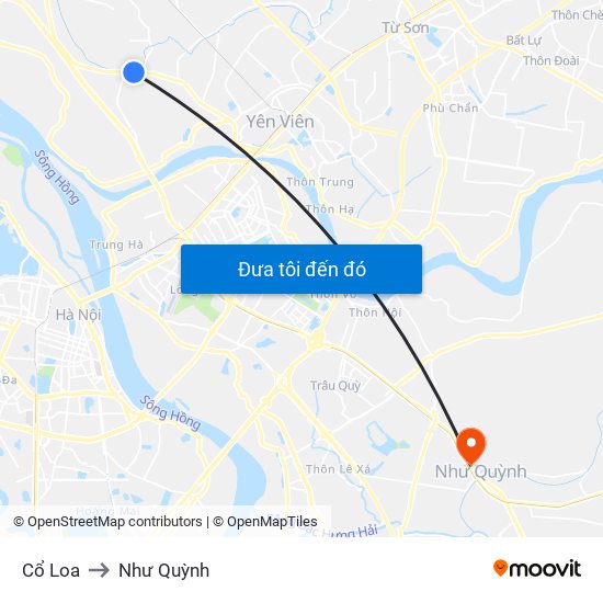 Cổ Loa to Như Quỳnh map