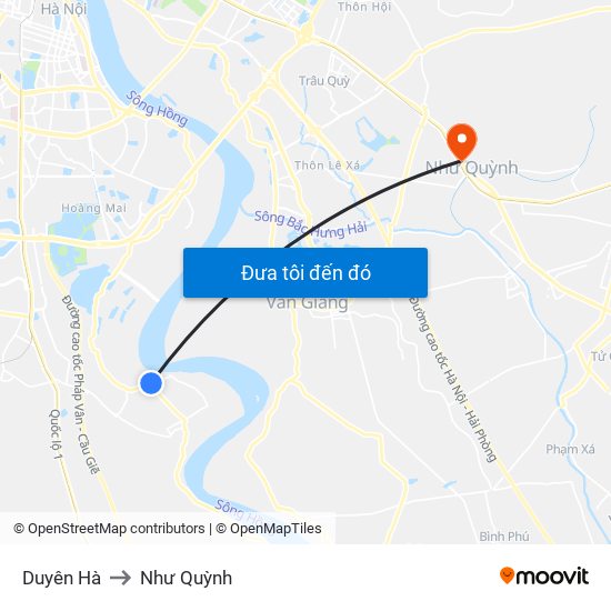 Duyên Hà to Như Quỳnh map