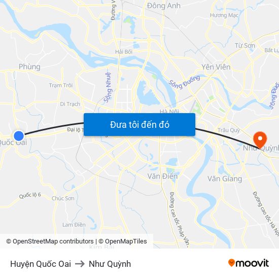 Huyện Quốc Oai to Như Quỳnh map