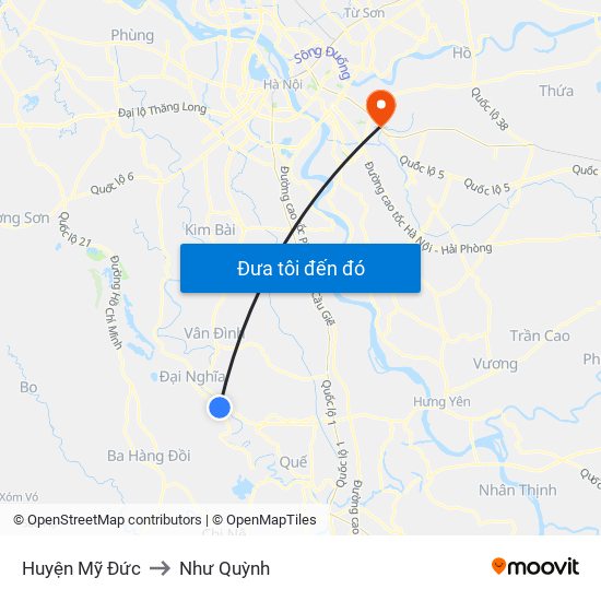 Huyện Mỹ Đức to Như Quỳnh map