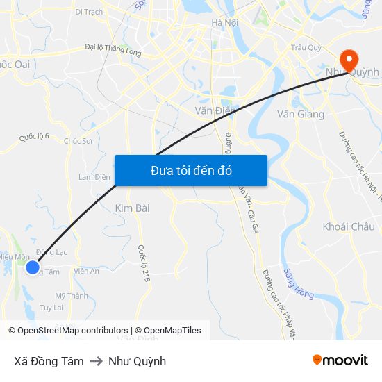 Xã Đồng Tâm to Như Quỳnh map