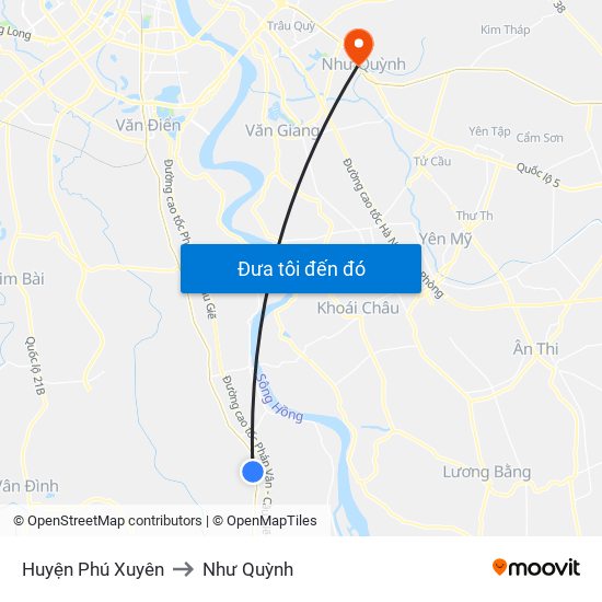 Huyện Phú Xuyên to Như Quỳnh map