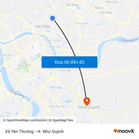 Xã Yên Thường to Như Quỳnh map