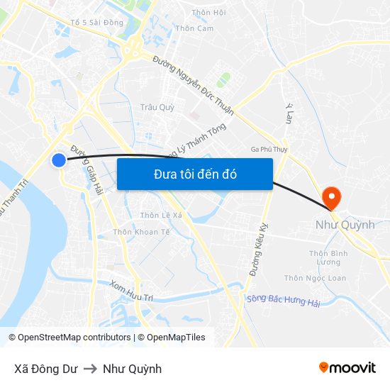 Xã Đông Dư to Như Quỳnh map