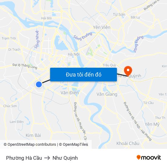 Phường Hà Cầu to Như Quỳnh map