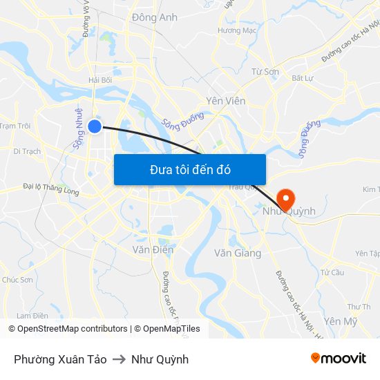 Phường Xuân Tảo to Như Quỳnh map