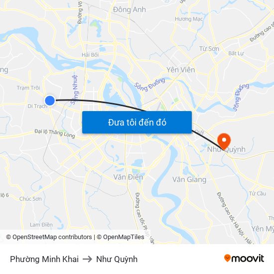 Phường Minh Khai to Như Quỳnh map