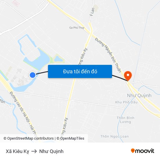 Xã Kiêu Kỵ to Như Quỳnh map