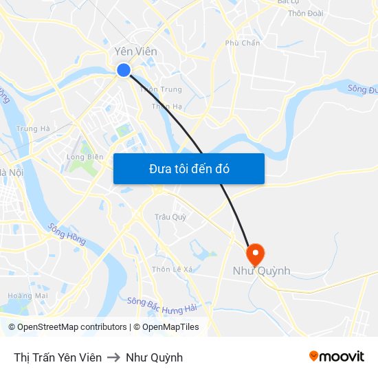 Thị Trấn Yên Viên to Như Quỳnh map