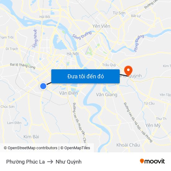 Phường Phúc La to Như Quỳnh map