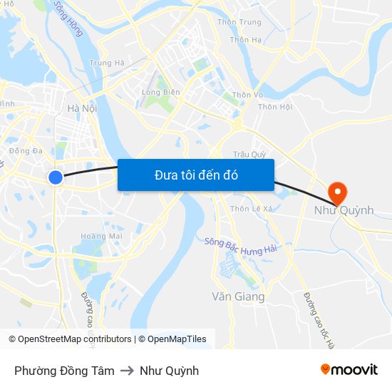 Phường Đồng Tâm to Như Quỳnh map