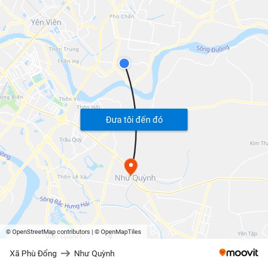 Xã Phù Đổng to Như Quỳnh map