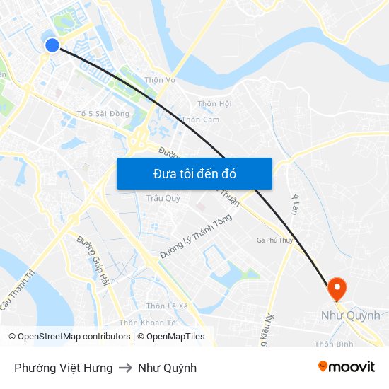 Phường Việt Hưng to Như Quỳnh map