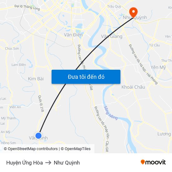 Huyện Ứng Hòa to Như Quỳnh map