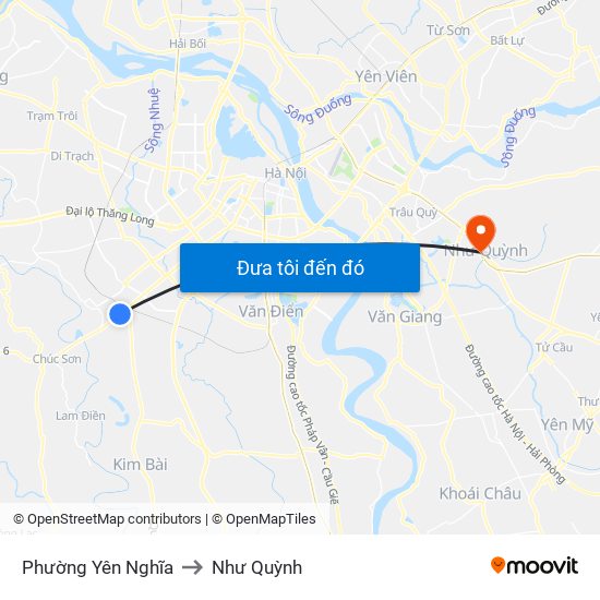 Phường Yên Nghĩa to Như Quỳnh map