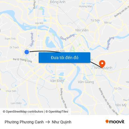 Phường Phương Canh to Như Quỳnh map