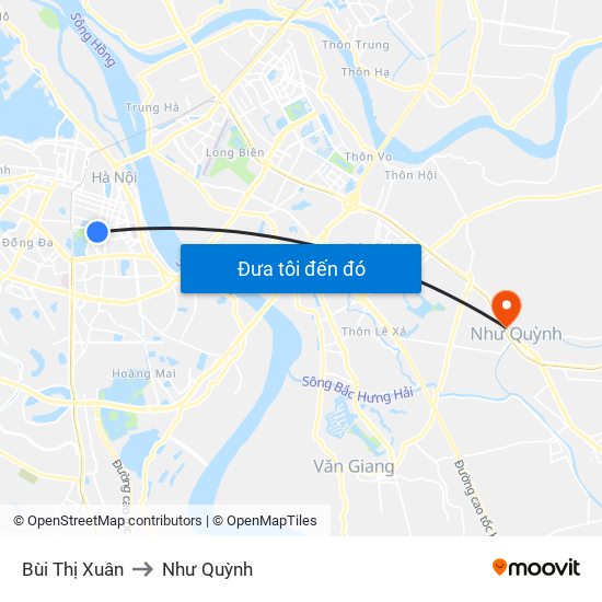 Bùi Thị Xuân to Như Quỳnh map