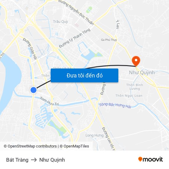 Bát Tràng to Như Quỳnh map