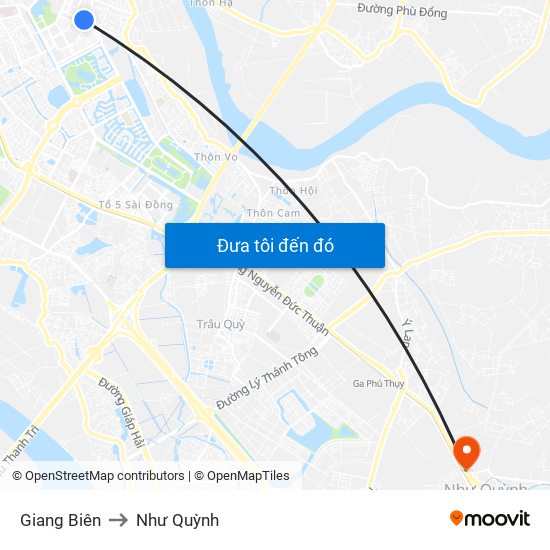 Giang Biên to Như Quỳnh map