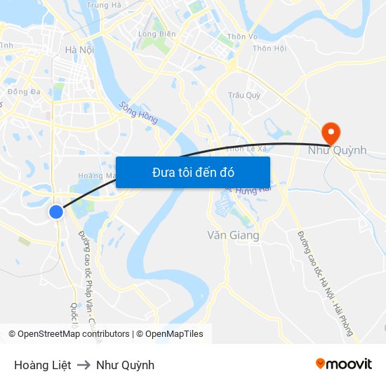 Hoàng Liệt to Như Quỳnh map