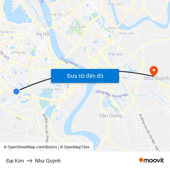 Đại Kim to Như Quỳnh map