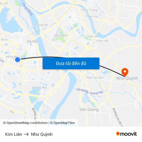 Kim Liên to Như Quỳnh map