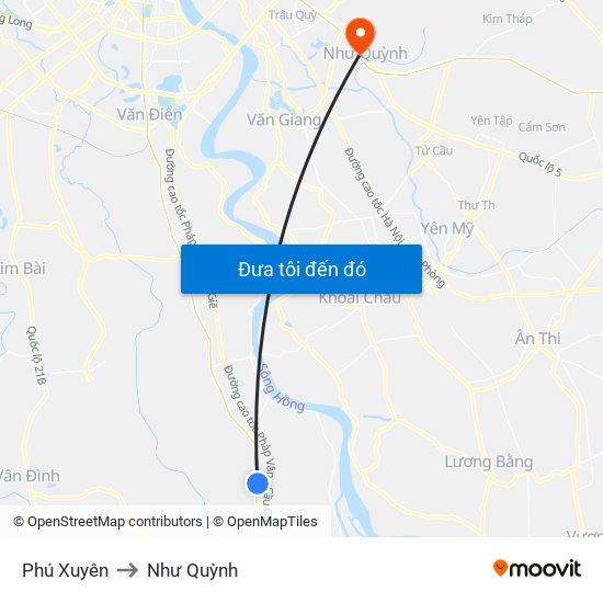Phú Xuyên to Như Quỳnh map
