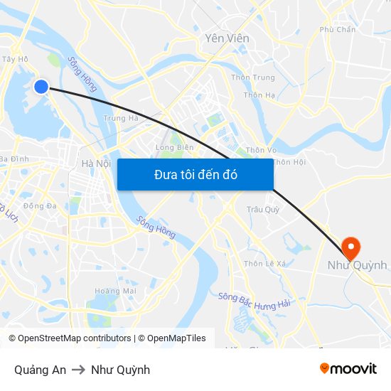 Quảng An to Như Quỳnh map