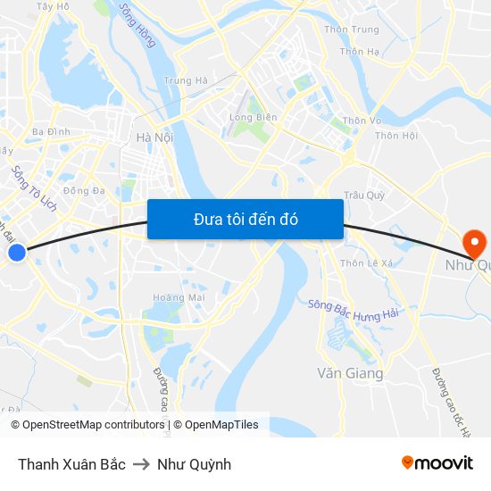 Thanh Xuân Bắc to Như Quỳnh map