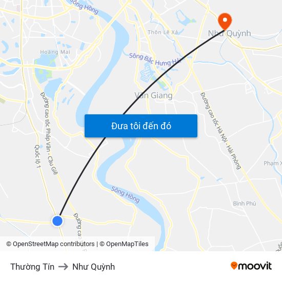 Thường Tín to Như Quỳnh map