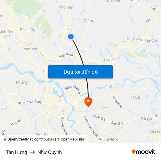 Tân Hưng to Như Quỳnh map