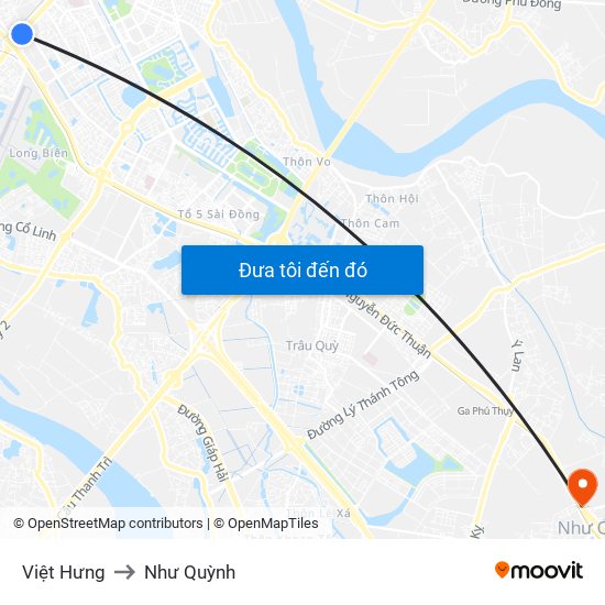 Việt Hưng to Như Quỳnh map