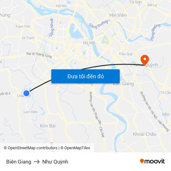 Biên Giang to Như Quỳnh map