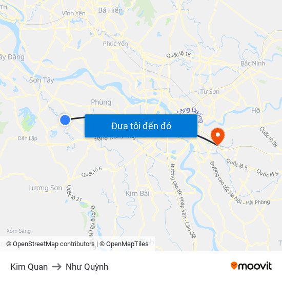 Kim Quan to Như Quỳnh map