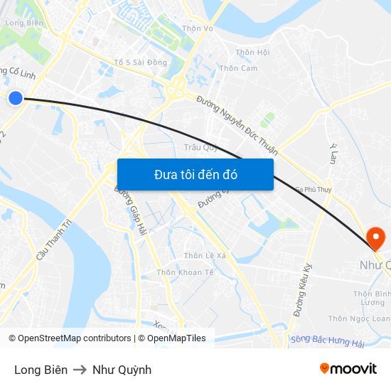Long Biên to Như Quỳnh map
