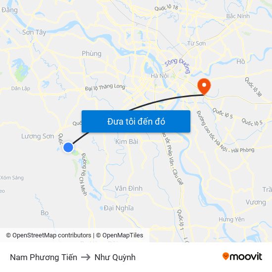 Nam Phương Tiến to Như Quỳnh map