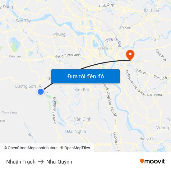 Nhuận Trạch to Như Quỳnh map