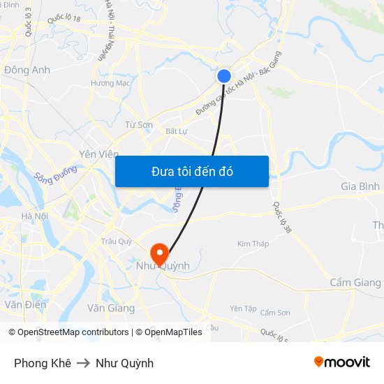 Phong Khê to Như Quỳnh map