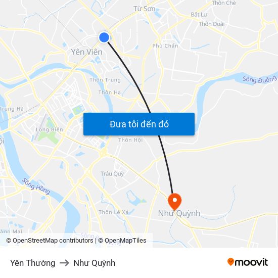 Yên Thường to Như Quỳnh map