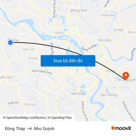 Đồng Tháp to Như Quỳnh map