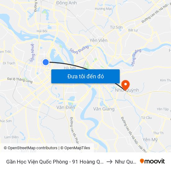 Gần Học Viện Quốc Phòng - 91 Hoàng Quốc Việt to Như Quỳnh map