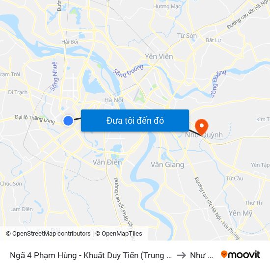 Ngã 4 Phạm Hùng - Khuất Duy Tiến (Trung Tâm Hội Nghị Quốc Gia) to Như Quỳnh map