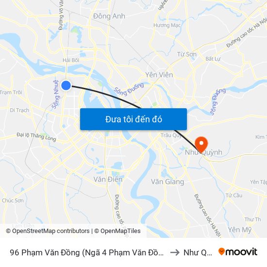 96 Phạm Văn Đồng (Ngã 4 Phạm Văn Đồng - Xuân Đỉnh) to Như Quỳnh map