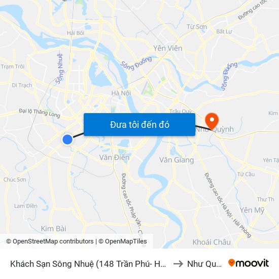 Khách Sạn Sông Nhuệ (148 Trần Phú- Hà Đông) to Như Quỳnh map