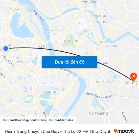 Điểm Trung Chuyển Cầu Giấy - Thủ Lệ 02 to Như Quỳnh map